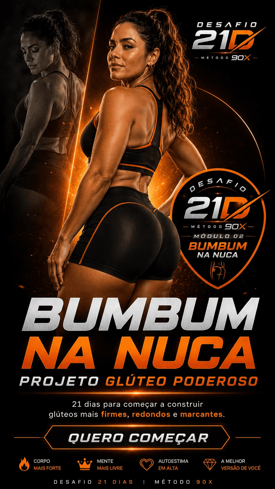 Aluna do Desafio 21 Dias mostrando o resultado do treino de glúteos
